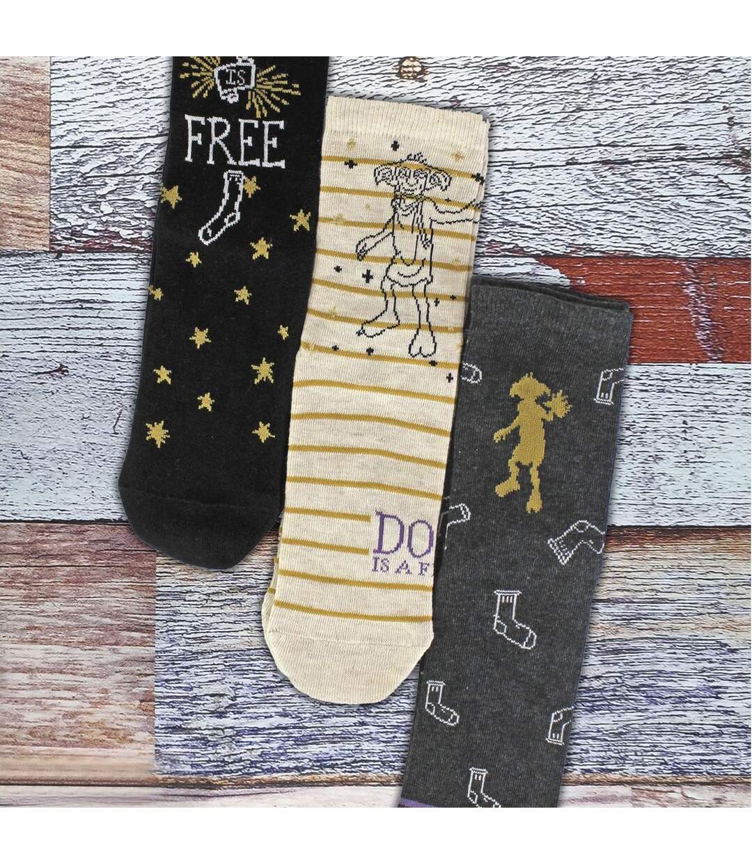 Ladies 3 Pack “Dobby Is Free” Harry Potter Socks-4
