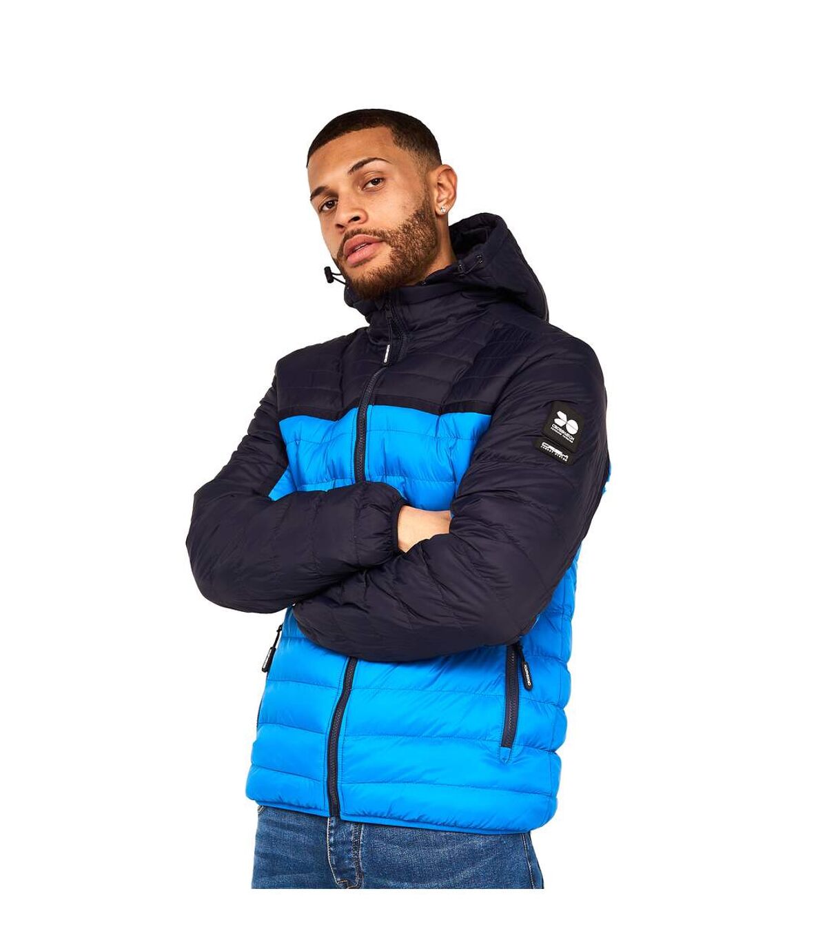 Crosshatch Mens Pymoore Contrast Panel Padded Jacket (Blue)