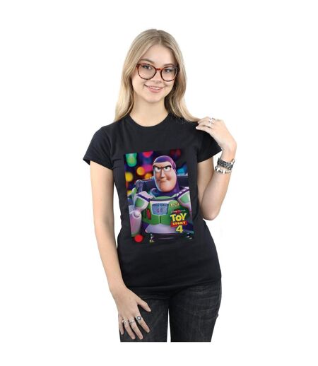 Disney T-shirt en coton Womens/Ladies Toy Story 4 Buzz Lightyear Poster (Noir) - UTBI44459