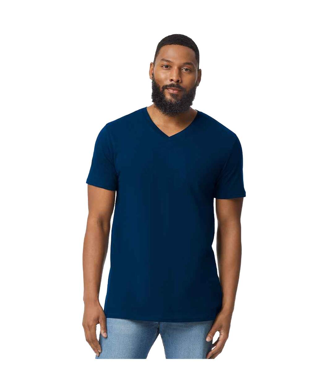 Mens Softstyle V Neck T-shirt Navy Gildan-1