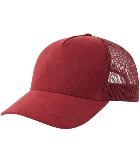 Unisex adult rapper 5 panel suede sustainable trucker cap cardinal red Atlantis