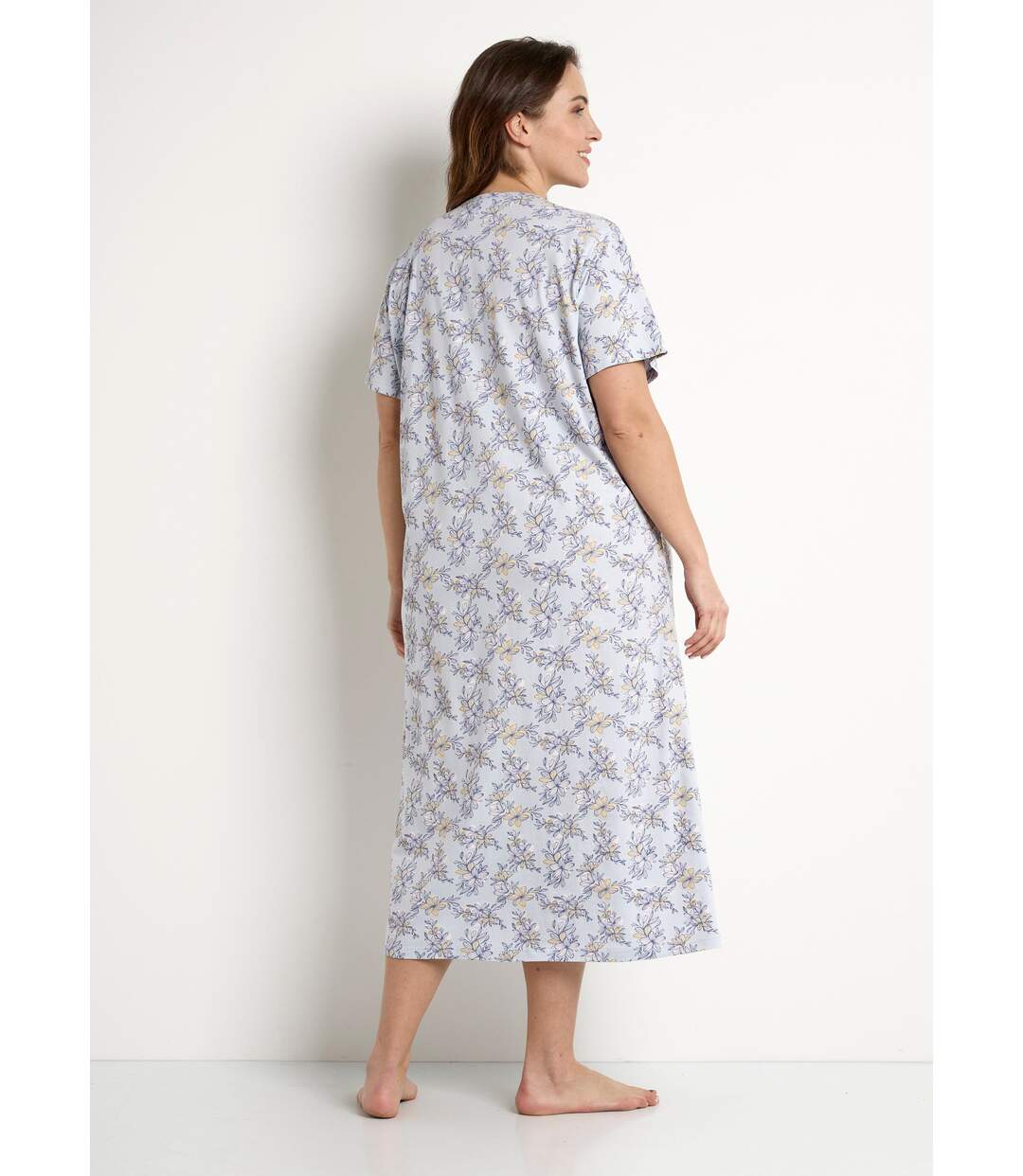 Chemise de nuit longue coton manches courtes-2