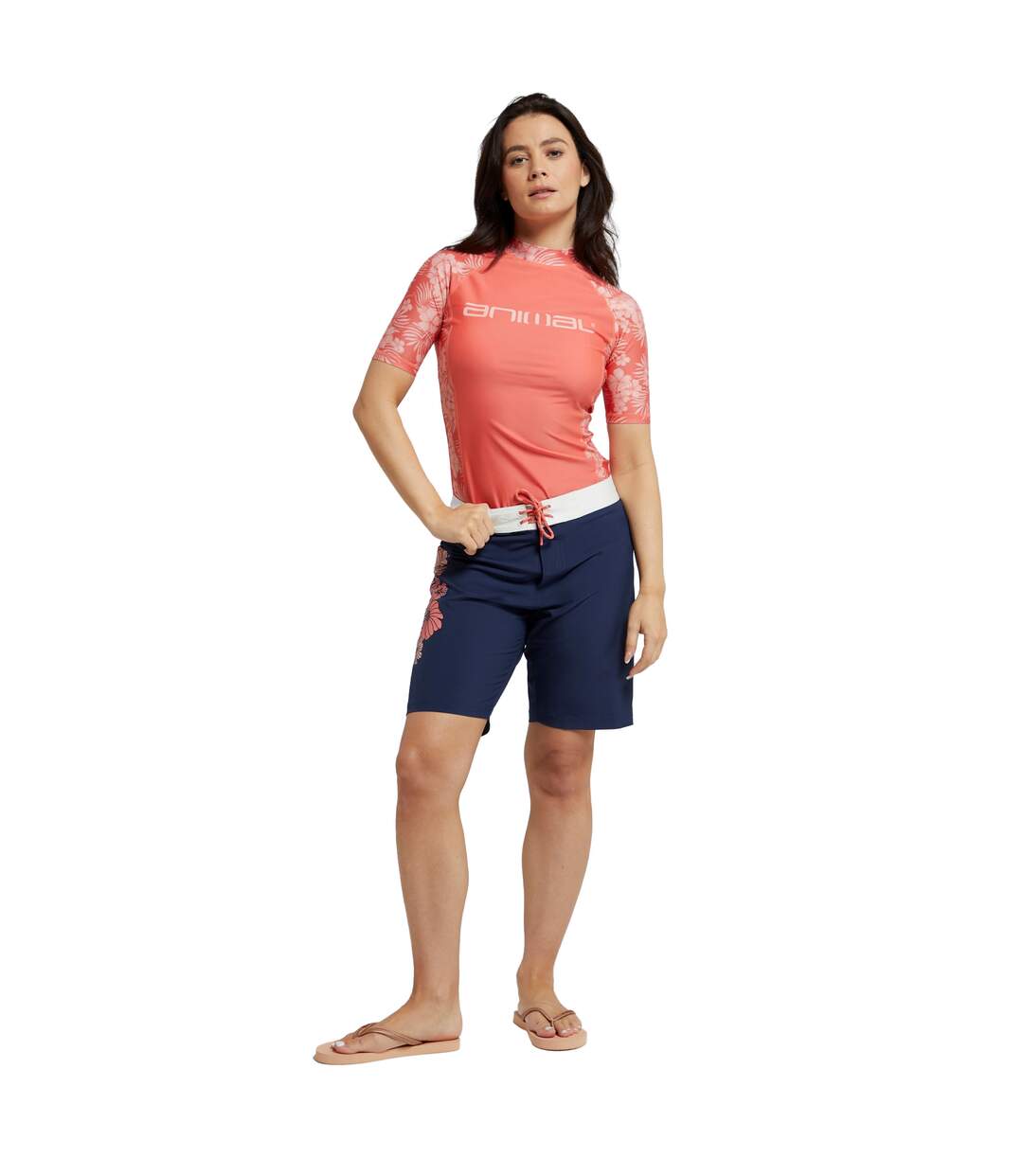 Womens/ladies Nora Logo Classic Boardshorts Navy Animal-4