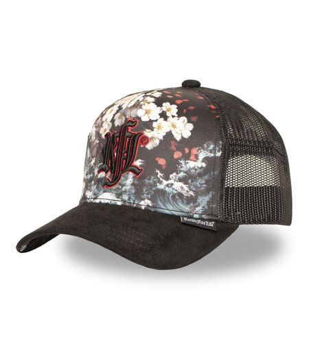 Casquette trucker imprimée avec filet et logo brodé Sakura Waves Rock'n Free Life