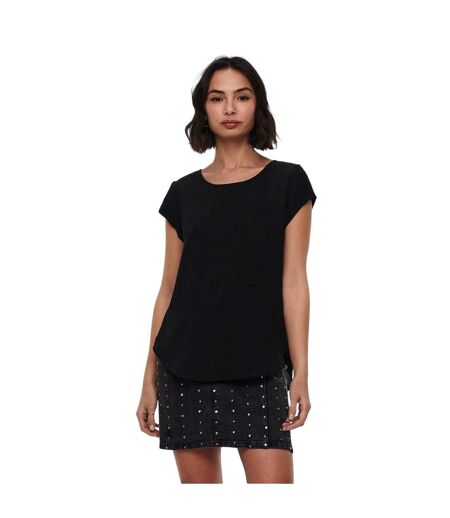 Womens/ladies Vic Crew Neck Relaxed Fit Blouse Black Only