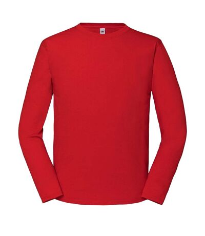 Fruit of the Loom Mens Iconic 195 Premium Ringspun Cotton Long-Sleeved T-Shirt (Red) - UTRW8968