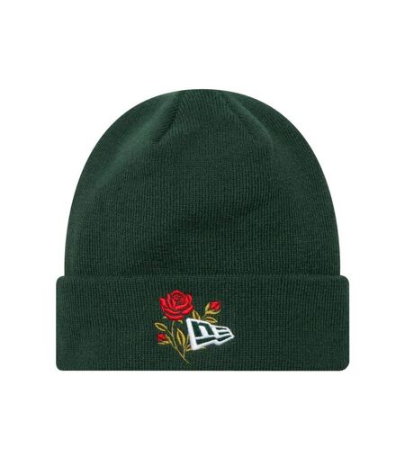 Unisex Adult Rose Knitted Cuff Beanie Green New Era