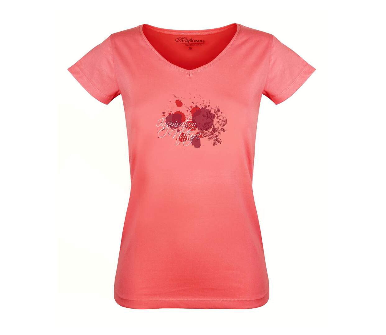Tee-shirt MAYFLOWER DELFINO2 col V : éclat et douceur en coton rose-5