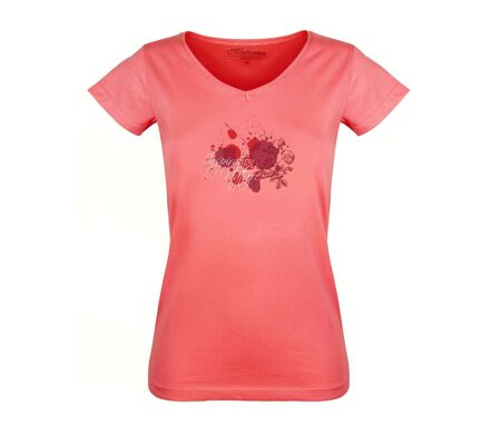 Tee-shirt MAYFLOWER DELFINO2 col V : éclat et douceur en coton rose