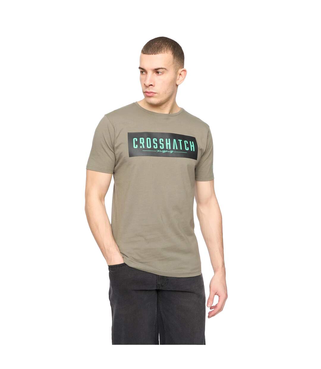T-shirt Changra Homme Sauge Foncé Crosshatch-1