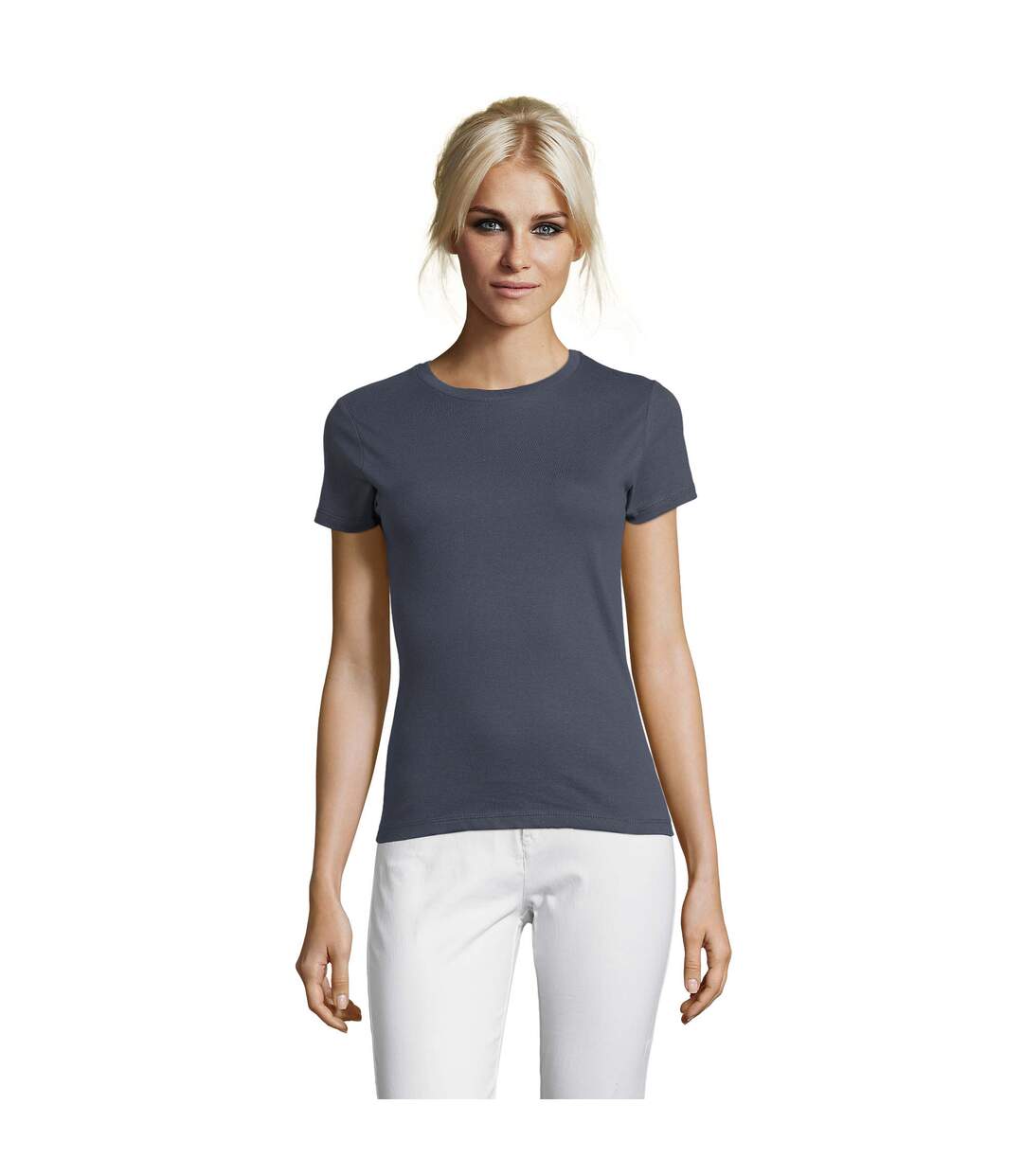 T-shirt Regent Femme Gris Foncé Uni SOLS-1