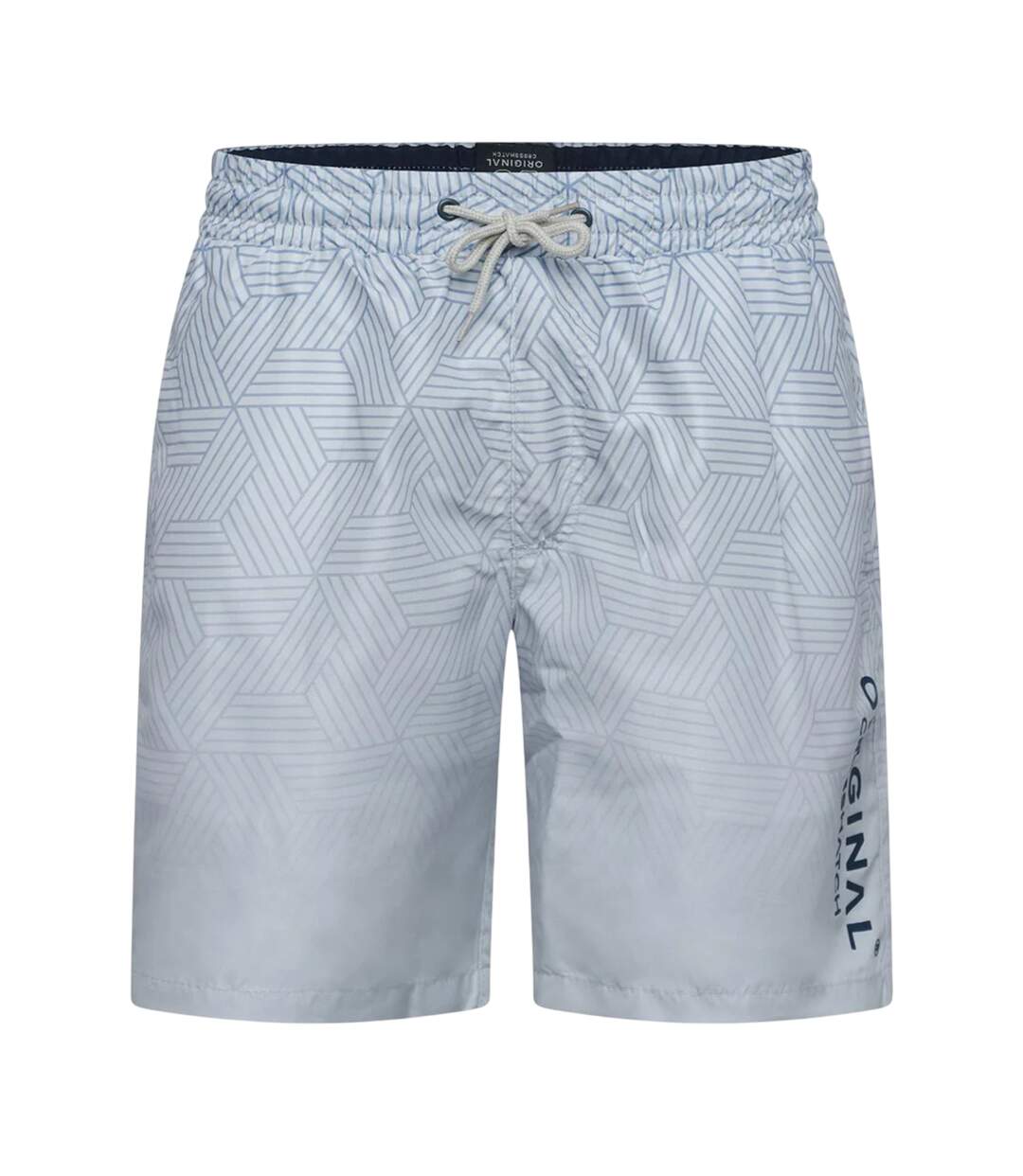 Mens Layotta Geometric Pattern Swim Shorts Denim Blue Crosshatch-1