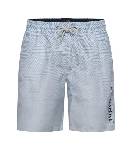 Mens Layotta Geometric Pattern Swim Shorts Denim Blue Crosshatch