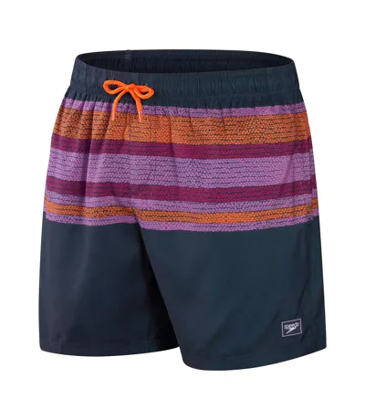 Mens Placement Leisure Swim Shorts Navy Orange Speedo