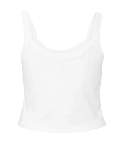 Womens/ladies Plain Micro-rib Spaghetti Strap Tank Top Solid White Bella + Canvas