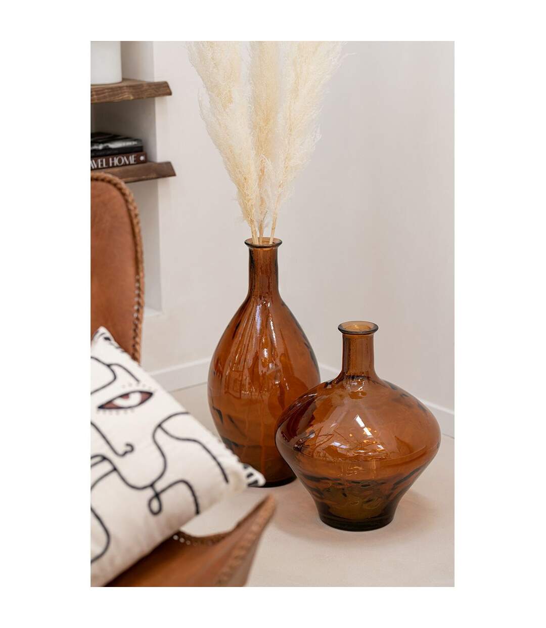 Vase Design en Verre Cherry 60cm Marron-3