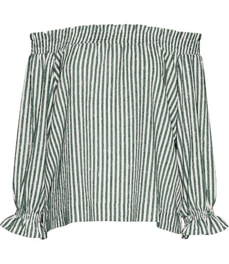 Blouse Épaules Dénudées Motif/style À Rayures Femme Blanc Neige Vero Moda