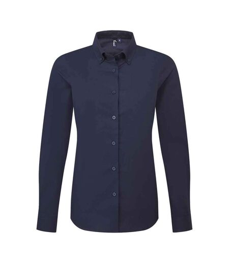 Womens/ladies supreme oxford long-sleeved formal shirt navy Premier