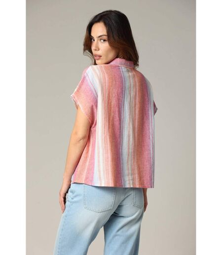 Chemise oversize à boutons en lin à rayures, fils teints HILOA