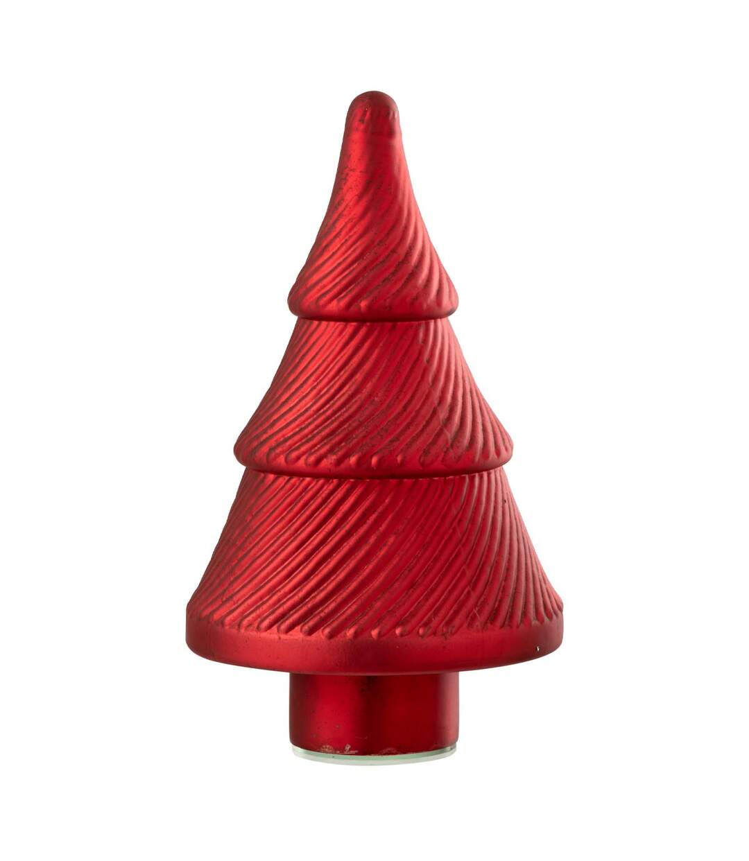 Sapin de Noël en Verre Côtelé 30cm Rouge-1