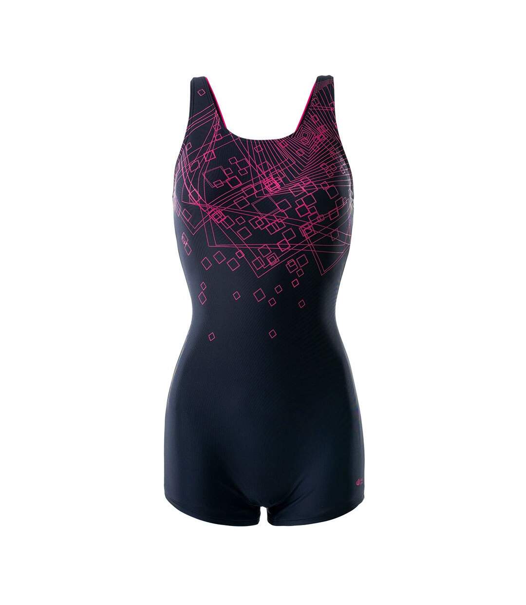 Maillot De Bain 1 Pièce Qarakuma Femme Noir Framboise Rose Vif Aquawave-2