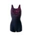 Maillot De Bain 1 Pièce Qarakuma Femme Noir Framboise Rose Vif Aquawave-2