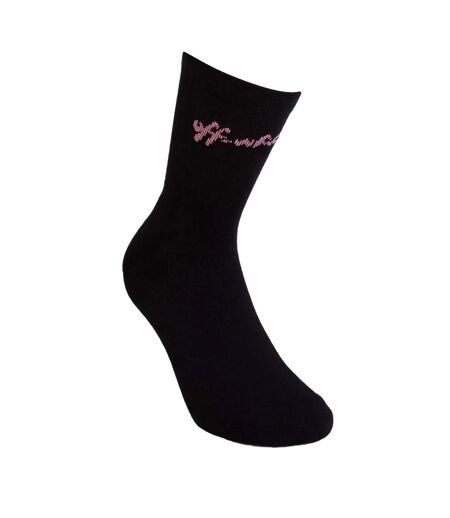 Womens/ladies Script Logo Socks Black Pink Off White