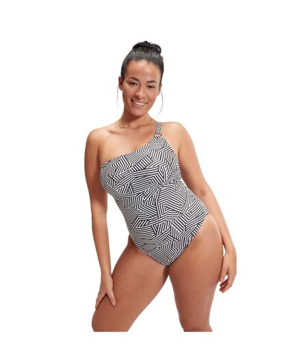 Womens/ladies asymmetric one piece swimsuit black/white Speedo