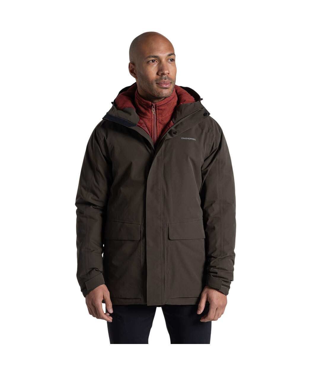 Veste Imperméable Thermique À Capuche Lorton Homme Kaki Sombre Craghoppers-1