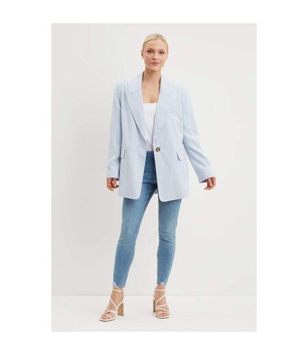 Womens/ladies linen boyfriend jacket pale blue Dorothy Perkins