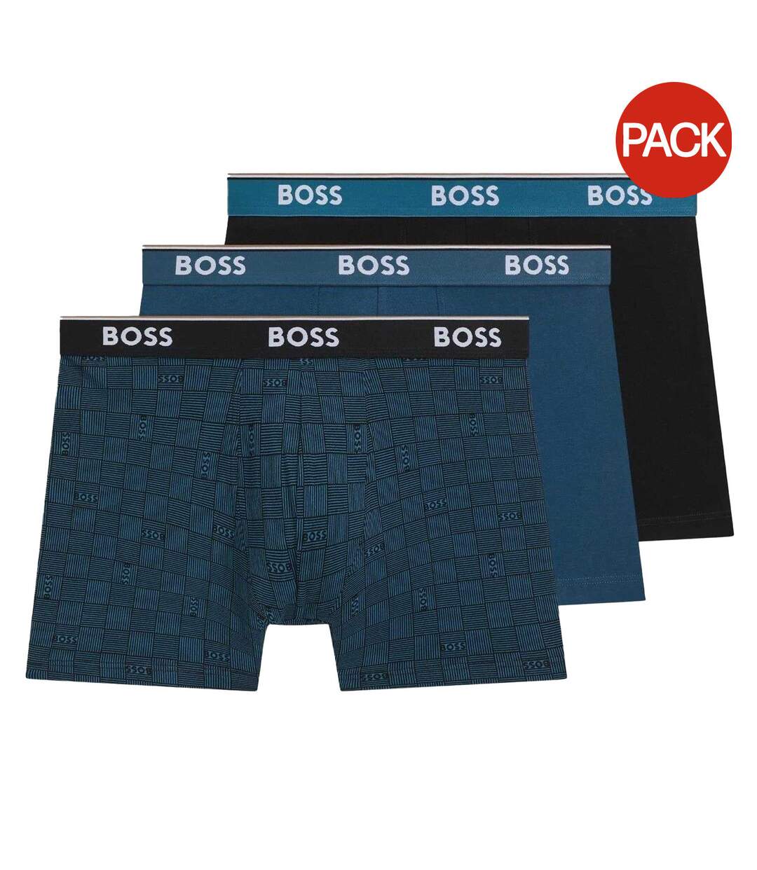 Lot De 3  Boxers Homme Bleu Noir Boss-1