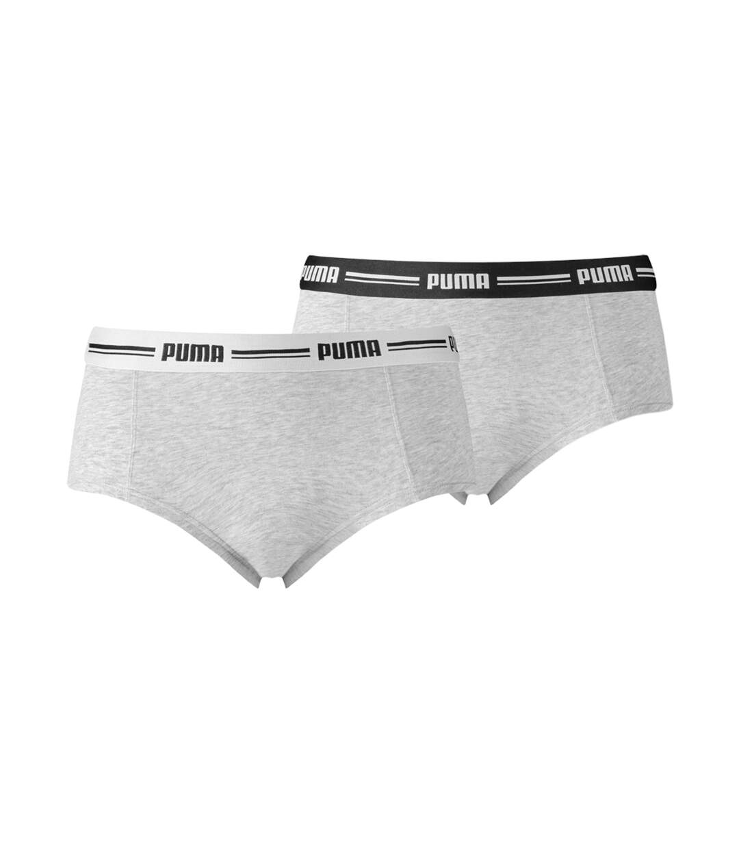 Boxer PUMA Femme en Coton Qualité et Confort-Assortiment modèles photos selon arrivages- Pack de 2 BOXERS PUMA Gris-1