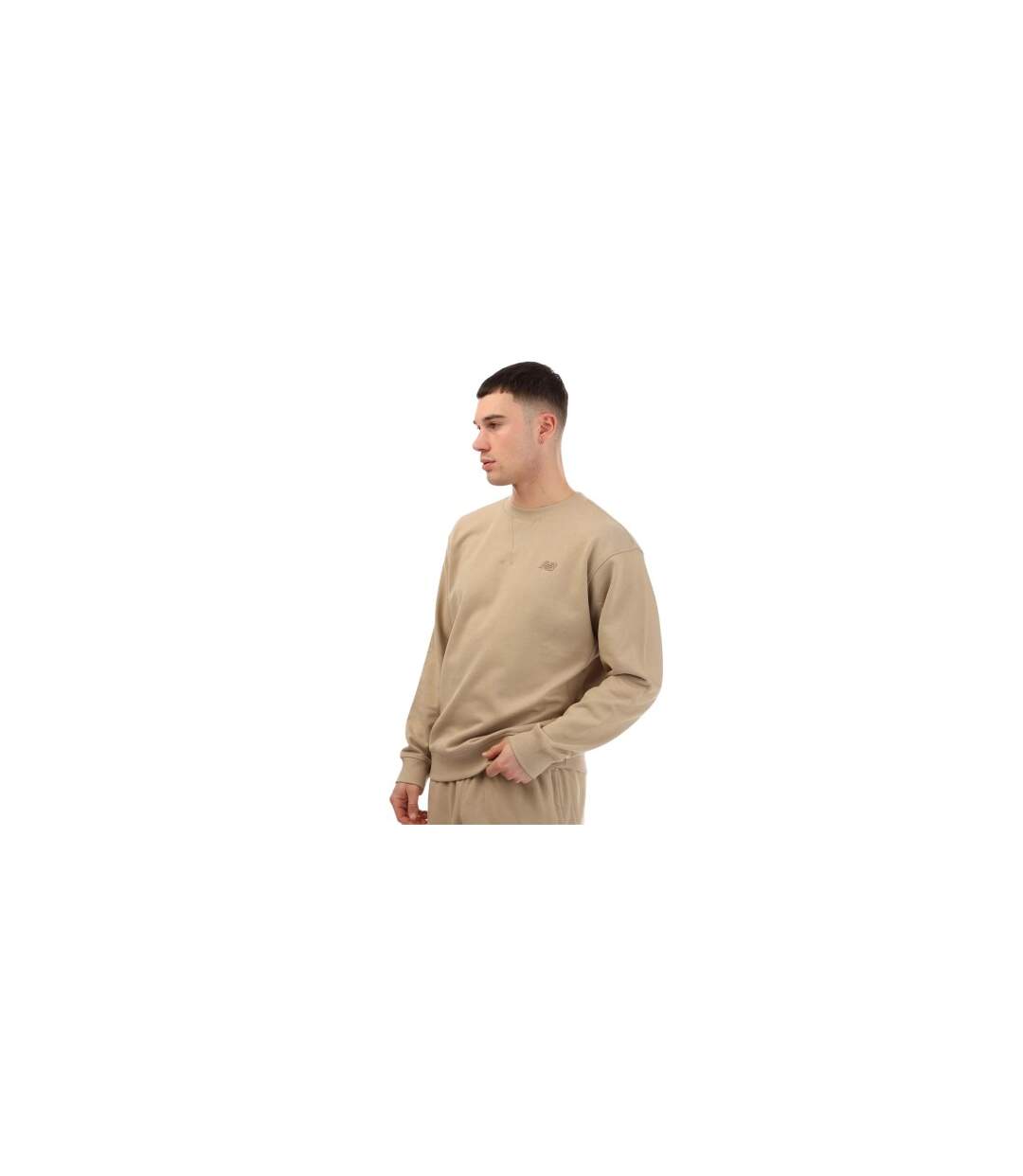 Mens French Terry Crew Neck Sweatshirt Stone New Balance-1