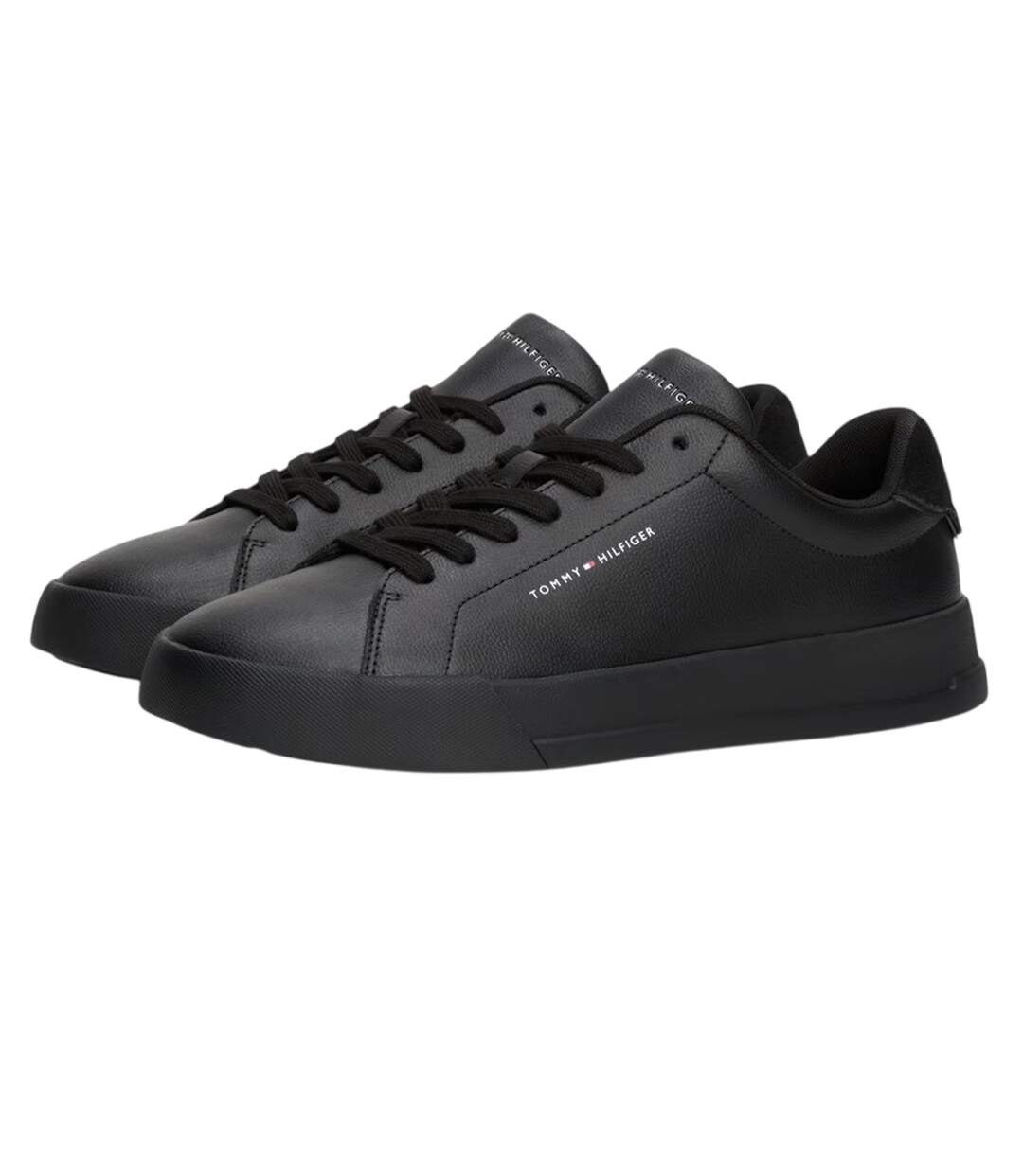 Mens Pebble Grain Court Leather Trainers Black Tommy Hilfiger-4