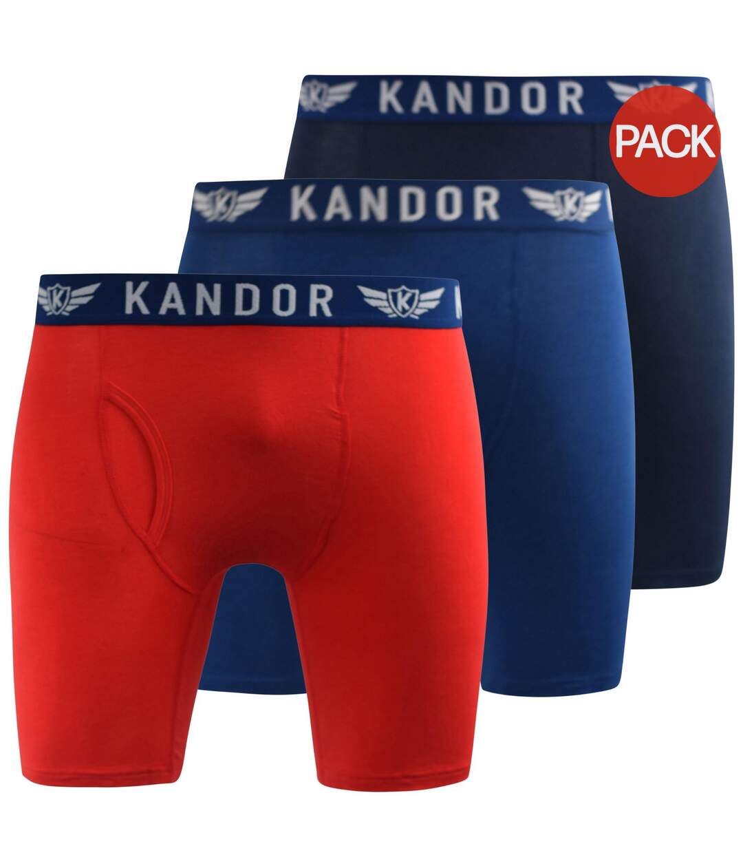 Pack of 3  Mens bambuso boxer shorts  blue/red Kandor