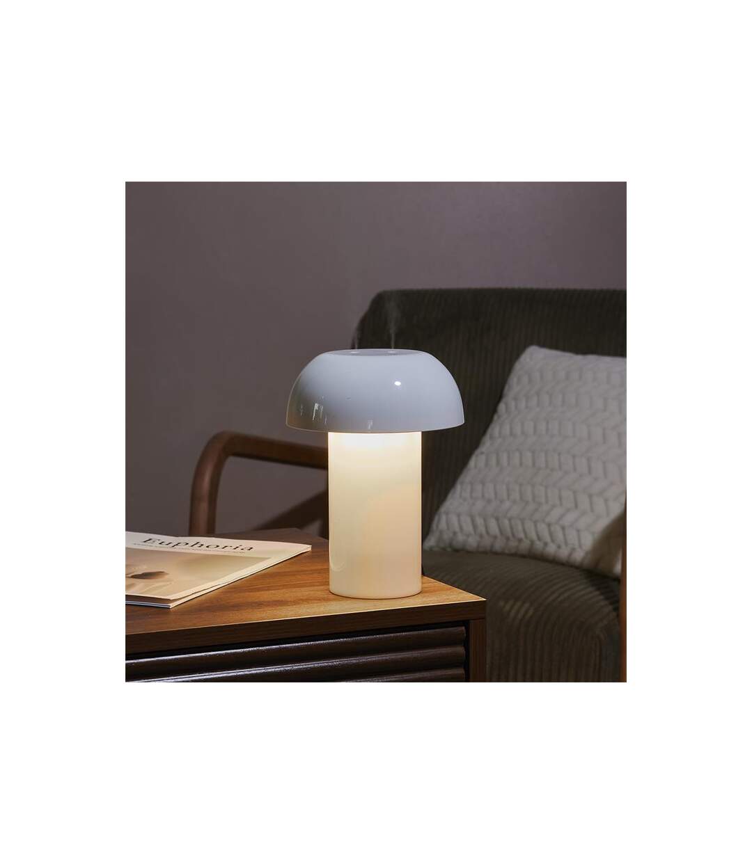Lampe à Poser LED & Diffuseur Champignon 19cm Blanc-5