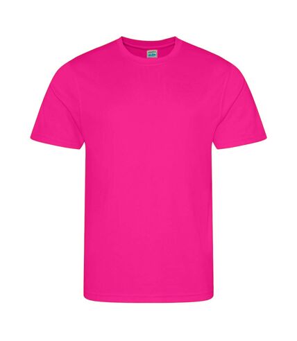 Just Cool Mens Performance Plain T-Shirt (Hyper Pink)