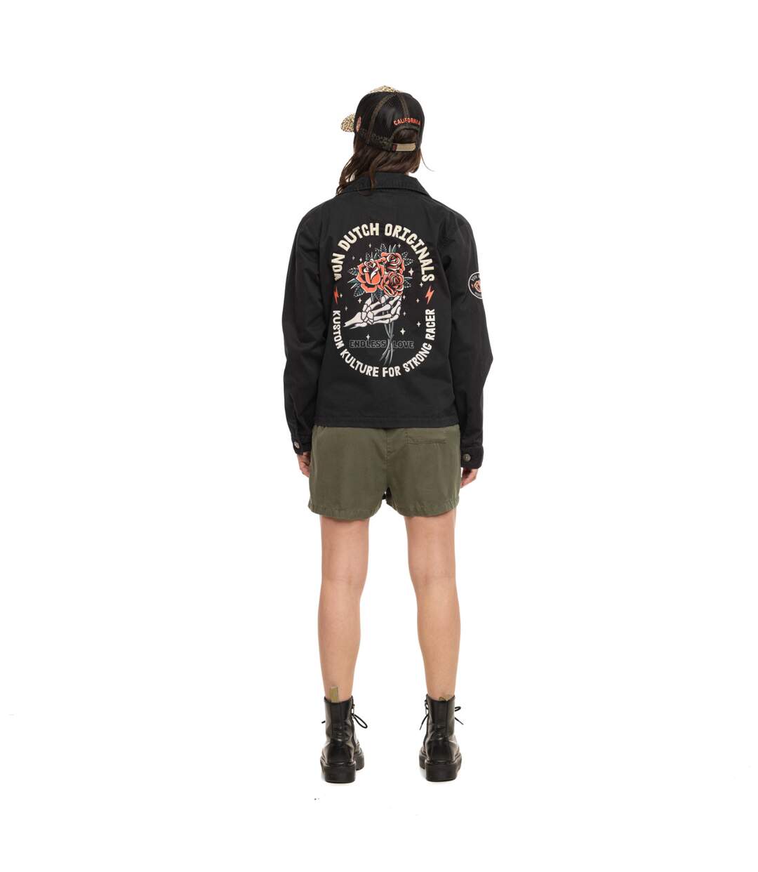 Veste femme en twill  avec print, broderie dos et fil lurex Endless Vondutch-5