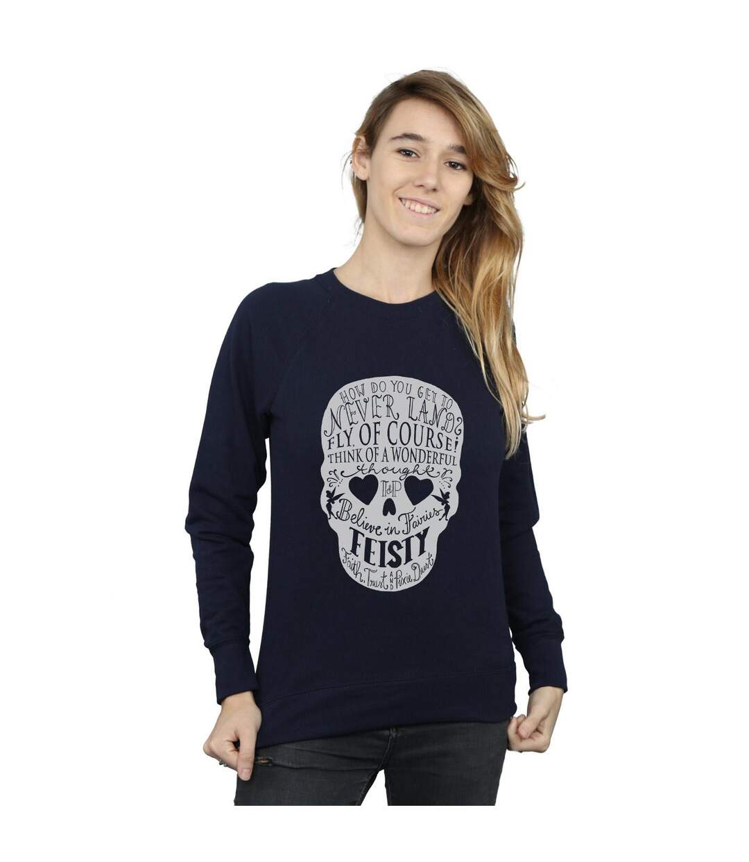 Disney Sweatshirt femme/femme avec tête de mort Clochette (Bleu marine) - UTBI40863-2