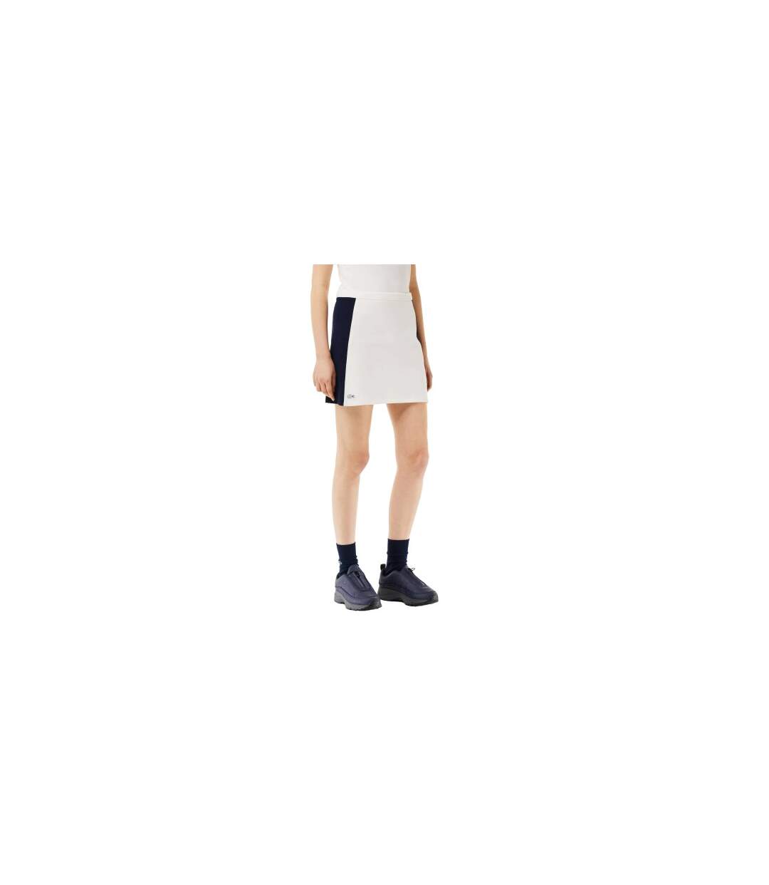 Womens/ladies Colour Block Pique Mini Skirt White Navy Lacoste-1