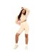 Sweat Court À Capuche Femme Beige NVME-1