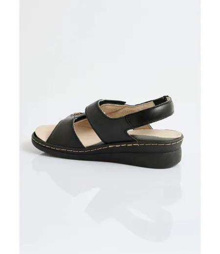 Sandales cuir brodé grande largeur
