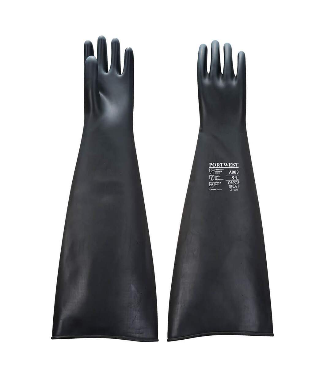 Unisex adult a802 heavyweight natural rubber gauntlet xl black Portwest-1