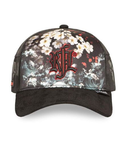 Casquette trucker imprimée avec filet et logo brodé Sakura Waves Rock'n Free Life