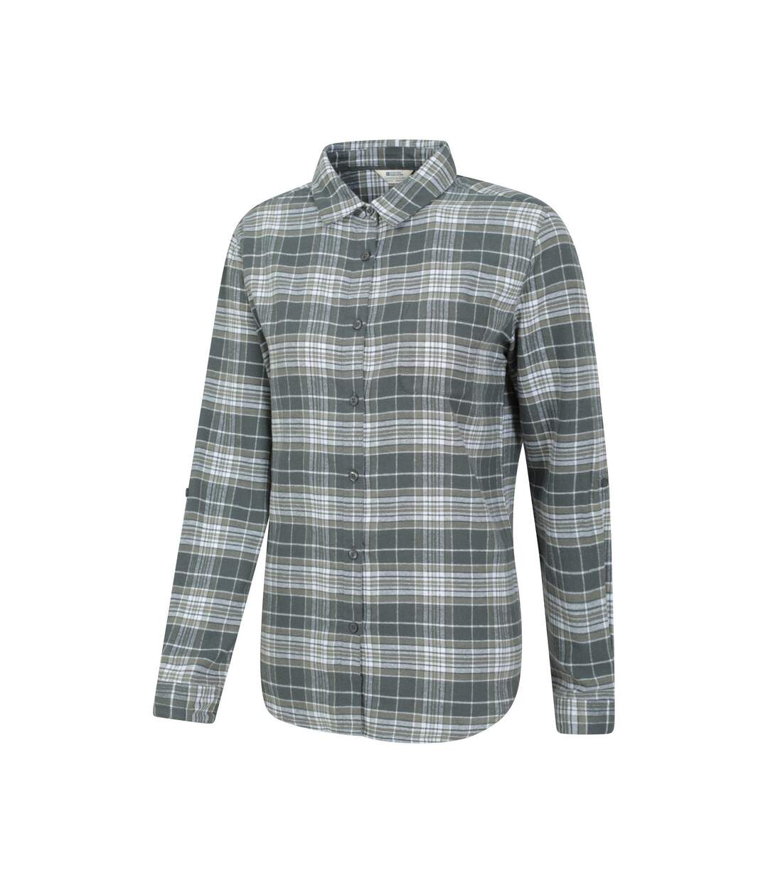 Womens/ladies Balsam Brushed Flannel Longline Shirt Dark Green Mountain Warehouse-3