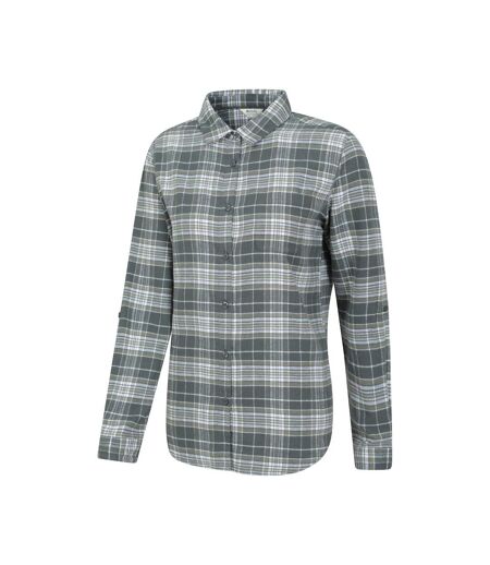 Womens/ladies Balsam Brushed Flannel Longline Shirt Dark Green Mountain Warehouse