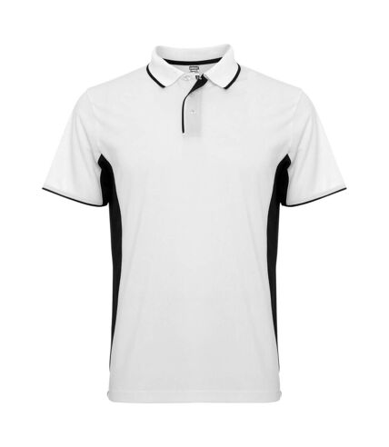 Polo montmelo adulte blanc/noir solide Roly