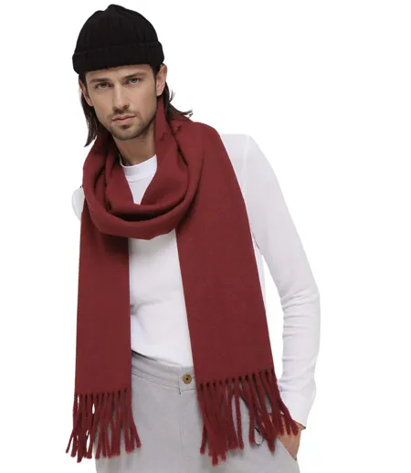 Echarpe Chic en Polyester - Laine - Viscose Doux Bordeaux pour Homme - Tendance Automne-Hiver