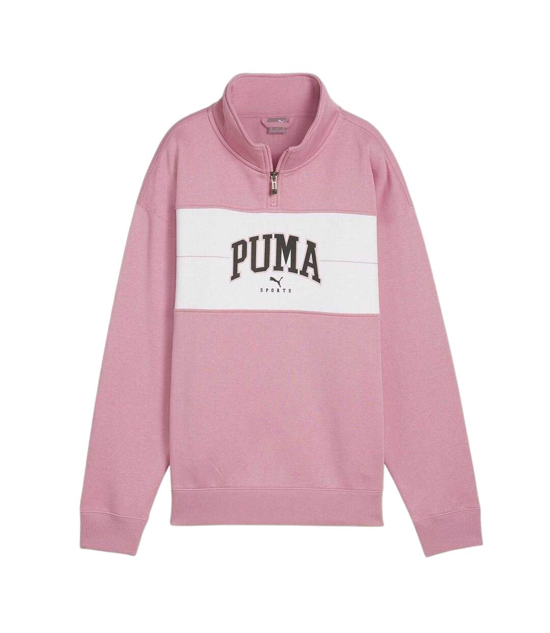 Womens/ladies Colour Block Zip Neck Sweatshirt Mauved Out Puma-2