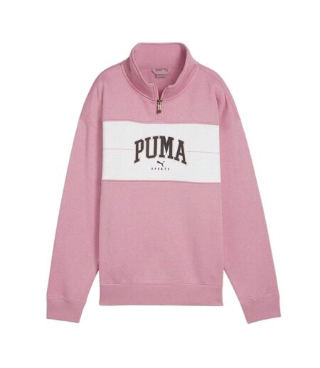 Womens/ladies Colour Block Zip Neck Sweatshirt Mauved Out Puma